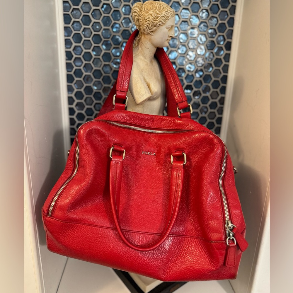 Furla Red Leather Tote/ Crossbody bag